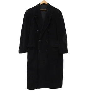 Pierre Cardin Coat 44L Black Wool Cashmere Blend Men's Long Classic Preloved - Picture 1 of 24