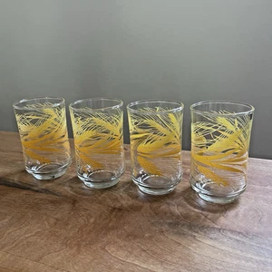 Set of 4 Vintage Libbey Juice Glasses Golden Wheat Mid Century Retro 70s - Picture 1 of 3