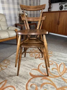 Mid Century Ercol Blue Label Pair of Stacking/Dining Chairs - Retro - Picture 1 of 22