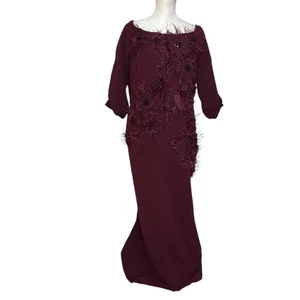 Catherine Regehr Saks Fifth Ave Burgundy 1/2 Sleeve Maxi Dress Womens 14 Wedding - Picture 1 of 14