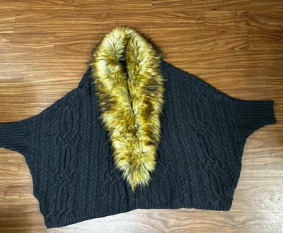 Cárdigan Joie de piel tejido con cable cuello gris talla pequeña Foto 1 de 4