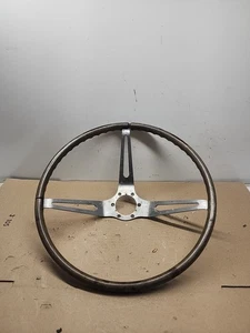 OEM 1969 Corvette 15 Inch Teak Wood Grain Steering Wheel Needs Repaired Cracked - Foto 1 di 10