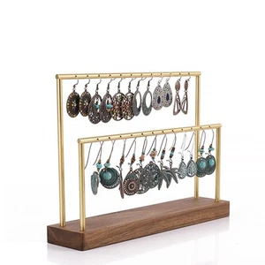 Earring Holder Jewelry Display Stand with 24 Hanging Holes Pendant Holder Wood - Picture 1 of 7