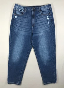 Sonoma Mom Jeans Women's 14R Blue Denim High Rise Distressed Stretch Pockets - Picture 1 of 13