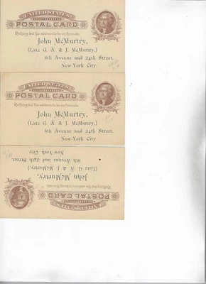 5-1890'S-POSTAL CARDS-JOHN MCMURTRY-NEW YORK CITY - Image 1 of 2