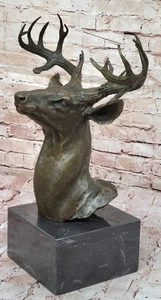 Elk Deer Buck Stag Wildlife Art Big Game Hunter Gift Bronze Marble Statue Gift - Picture 1 of 10