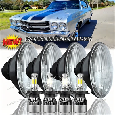 5.75" 5-3/4 LED Headlights Hi/Low For Chevy Chevelle 1964-1970 Convertible 4pcs - Imagem 1 de 4