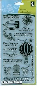 INKADINKADO clear stamp set INSPIRATIONAL LIFT Balloons words sentiments - Picture 1 of 1