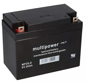 6V 20 Ah Multipower 20HR AGM BLEI AKKU BATTERIE kompatibel 20Ah 6V 18Ah 22Ah GEL - Bild 1 von 8