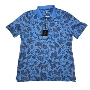 Good Good Golf Moonlight All Over Print Polo Size Large SOLD OUT Blue Stretch - Picture 1 of 8