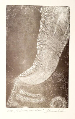 Holzstich Original WEISUNG VON OBEN von Robert Schanzenbacher - Bild 1 von 3