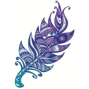 "Love Glitter" Temporary Tattoo, Ornate Paisley Feather, Sparkles - Picture 1 of 1