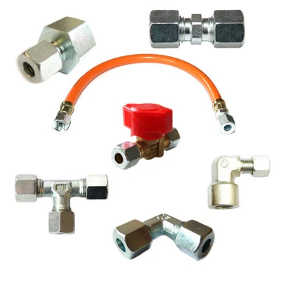 Verschraubungen zum Anschluss eines Gasherdes Gasinstallation Winkel Schneidring - Bild 1 von 4