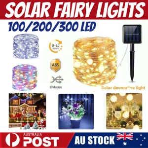 Solar Fairy String Lights 100/200/300 LED Outdoor Garden Christmas Party Decor - Picture 1 of 32