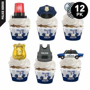12pcs Police Detective Cupcake Toppers | Kids Birthday Party Cake Decorations - Picture 1 of 2