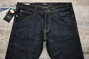 NEW JACK & JONES GLENN FELIX 691 W36 L34 SLIM MAN MENS JEANS DARK INDIGO RAW 36L - Picture 1 of 15