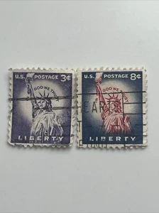 LIBERTY USED PURPLE 3 cent And BLUE 8cent. IN GOD WE TRUST. - Picture 1 of 6