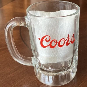 Vintage COORS Beer Advertising Mug Heavy Weighted Clear Glass 5" Tall Shorty - Picture 1 of 5