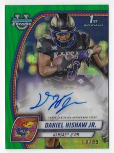 2024 Bowman Chrome University #PADHI Daniel Hishaw Jr refractor verde automático 68/99 - Imagen 1 de 2