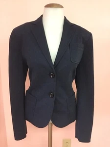 AKRIS PUNTO 6 dunkel meliert blau Strick Baumwolle Designer Damen Jacke Blazer - Bild 1 von 12