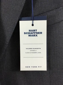 Traje de 2 piezas Hart Schaffner Marx para hombre 40L ajuste Nueva York gris azul pin punto $895 - Imagen 1 de 19
