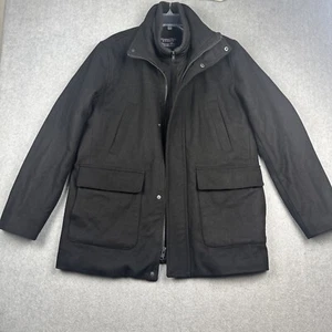 Roundtree Yorke Overcoat Mens M Black Topcoat Wool Blend Insulated Heavy Jacket - Picture 1 of 9
