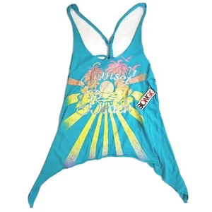 NWT SUNSET BEACH Bongo Tank SWIM Cover Shirt Bling Glitter Racerback Teal  - Picture 1 of 16