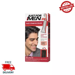 Just For Men Easy Comb-In Color Formerly Autostop Mens Hair Dye Real Black, A-55 - Picture 1 of 12