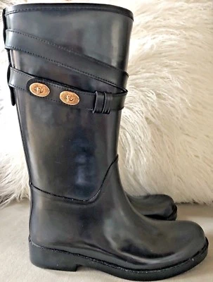 Coach Women Rain Boots Shoes Women Trisha Rubber Mat Black Rain Boots Size 6 - Изображение 1 из 4