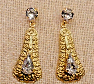 (B4) Schöne goldfarbene Ohrringe von Toya mit Swarovski Elements - Bild 1 von 8