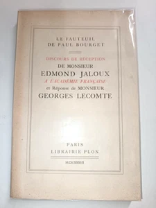 ACADEMIE FRANCAISE DISCOURS DE RECEPTION DE JALOUX REPONSE DE LECOMTE EO 1937 - Picture 1 of 2