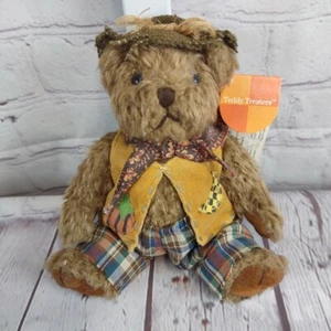 Russ Berrie Scarecrow Teddy Bear Treaters 7" Inch Plush Stuffed Toy Doll w/ Tag - Foto 1 di 8