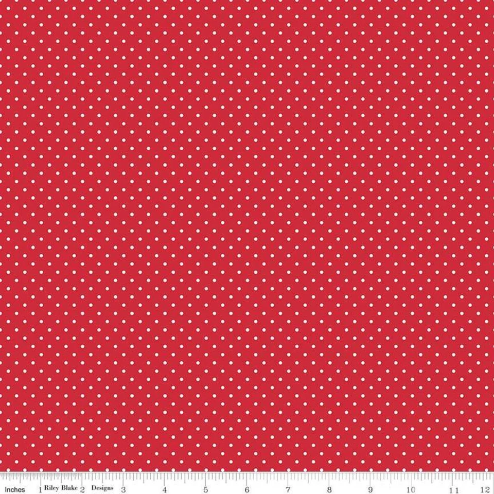 1/4 Yard 9”x42” Riley Blake Swiss Dot (Printed) Red Cotton Quilting Fabric - Image 1 of 1