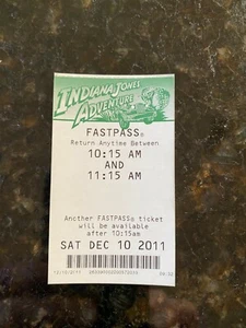 DISNEYLAND INDIANA JONES RIDE FASTPASS FAST PASS 2011 - Bild 1 von 2