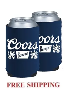 COORS BANQUET 12oz 2 BEER CAN COOLERS KOOZIE COOLIE PINT HUGGIE NEW - Picture 1 of 1