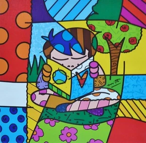 ROMERO BRITTO My Journey LOVE & TRAVEL 2021 HAND SIGNED embellished on Canvas - Picture 1 of 4