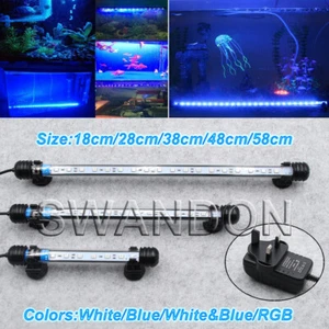 Top Aquarium Fish Tank LED Light RGB SMD White Blue Strip Light Bar Lamp Lights - Picture 1 of 10
