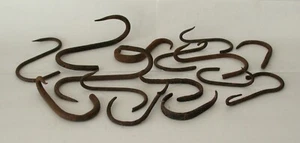 Antique Primitive Wrought Iron Blacksmith Hand Forged "S" Shaped Meat Hooks - Picture 1 of 4