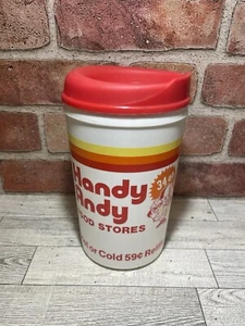 Seltene Aladdin Vintage nicht mehr existierende handliche Andy Lebensmittelgeschäfte Junge Maskottchen Tasse Becher Thermoskanne - Bild 1 von 7