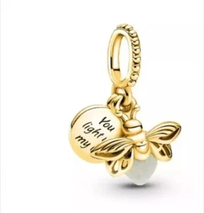 925 Sterlingsilber Schmuck Glühwürmchen Bracelet Charm Vergoldet  - Bild 1 von 3