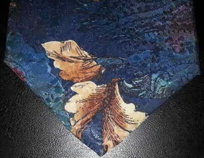 Mikael York коллекции галстук синий красный желтовато-коричневый бирюзовый цветочный листва дизайн новый в коробке t3423  - Изображение 1 из 4