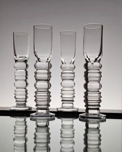 Oiva Toikka Nuutajarvi | Jatsari series | set of four | footed tall shot glass - Picture 1 of 8