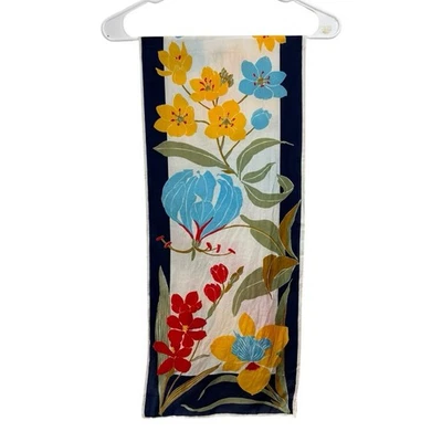 Vintage Vera Neumann 100% Silk Bold Floral Rectangle Scarf 52" x 11 1/2" - Image 1 of 4