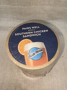 NUEVO Posavasos de cerveza Blue Moon Bluemoon barra posavasos de vidrio sellado paquete de 100 funda - Imagen 1 de 5