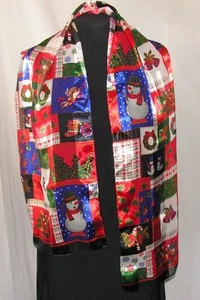 Snowman / Christmas Rectangle Scarf 13" x 58” - Picture 1 of 7