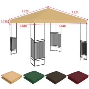 10'x10' Waterproof Gazebo Top Replacement Canopy Sunshade Patio Garden Cover - Picture 1 of 23