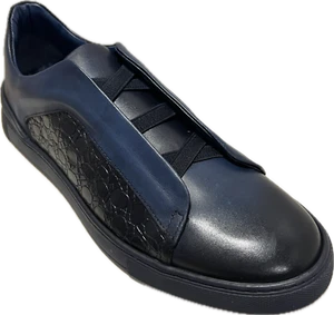 Sigotto Uomo Mens Navy Leather Slip On Sneakers 6817 - Picture 1 of 5
