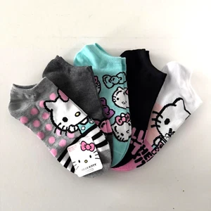 Hello Kitty 5 Pairs No Show Sock Set Multicolor Pattern Shoe Size 4-10 - Picture 1 of 9
