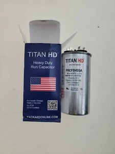 Condensador doble de funcionamiento de motor redondo Titanhd PRCFD455A fabricado en Estados Unidos. 45/5 MFD/UF - Imagen 1 de 5