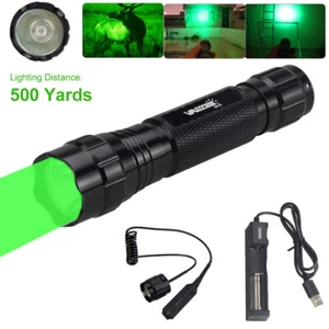 Hunting Green Light 500Yards Led Flashlight Predator Night Torch Tactical Switch - Picture 1 of 12